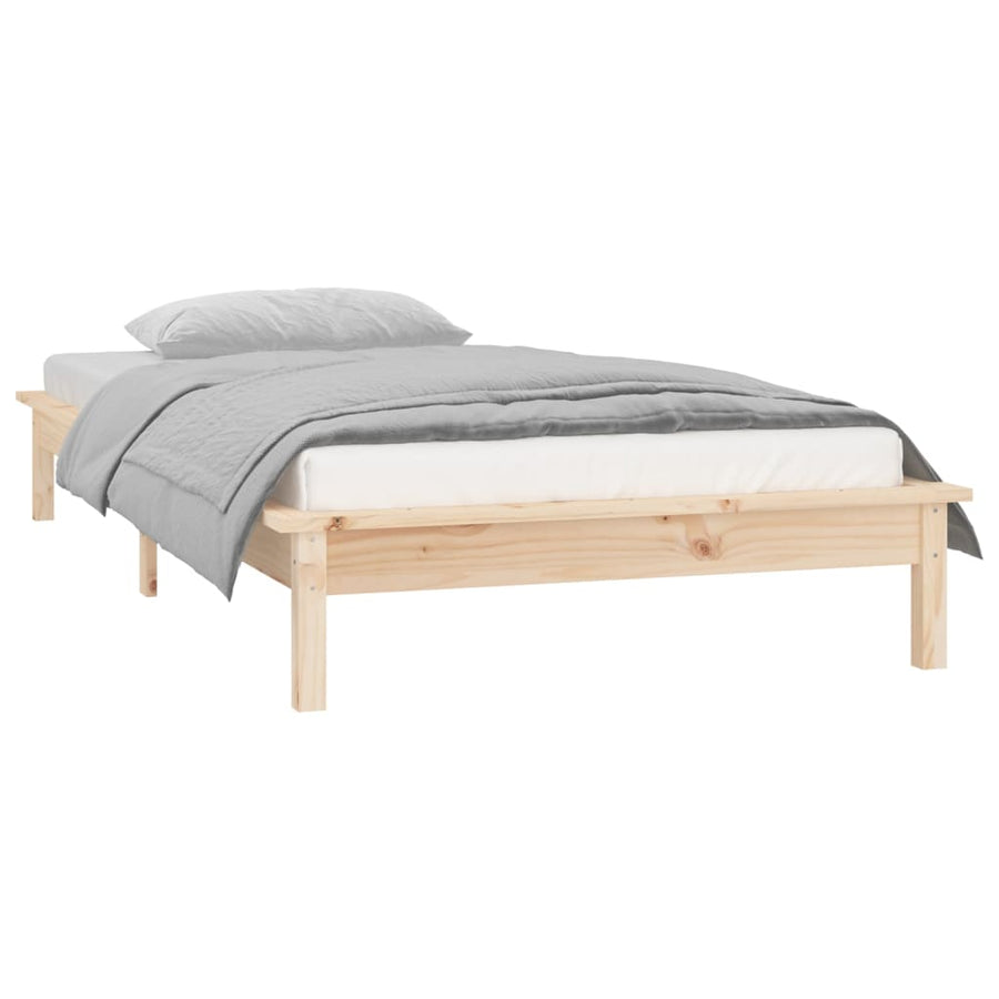 Bedframe Led Massief Hout 90 x 190 cm Naturel