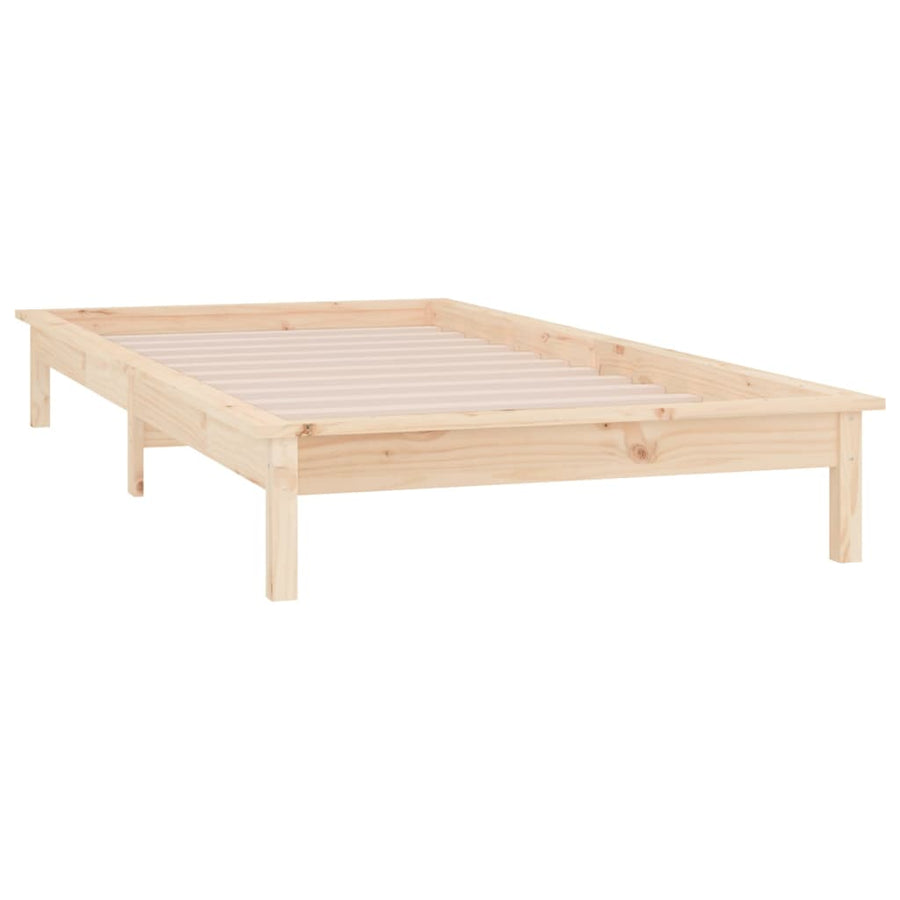 Bedframe Led Massief Hout 90 x 190 cm Naturel