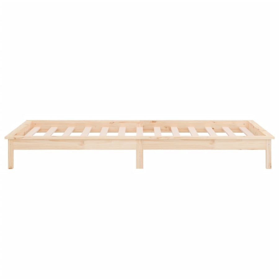 Bedframe Led Massief Hout 90 x 190 cm Naturel