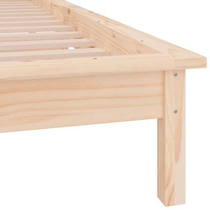 Bedframe Led Massief Hout 90 x 190 cm Naturel