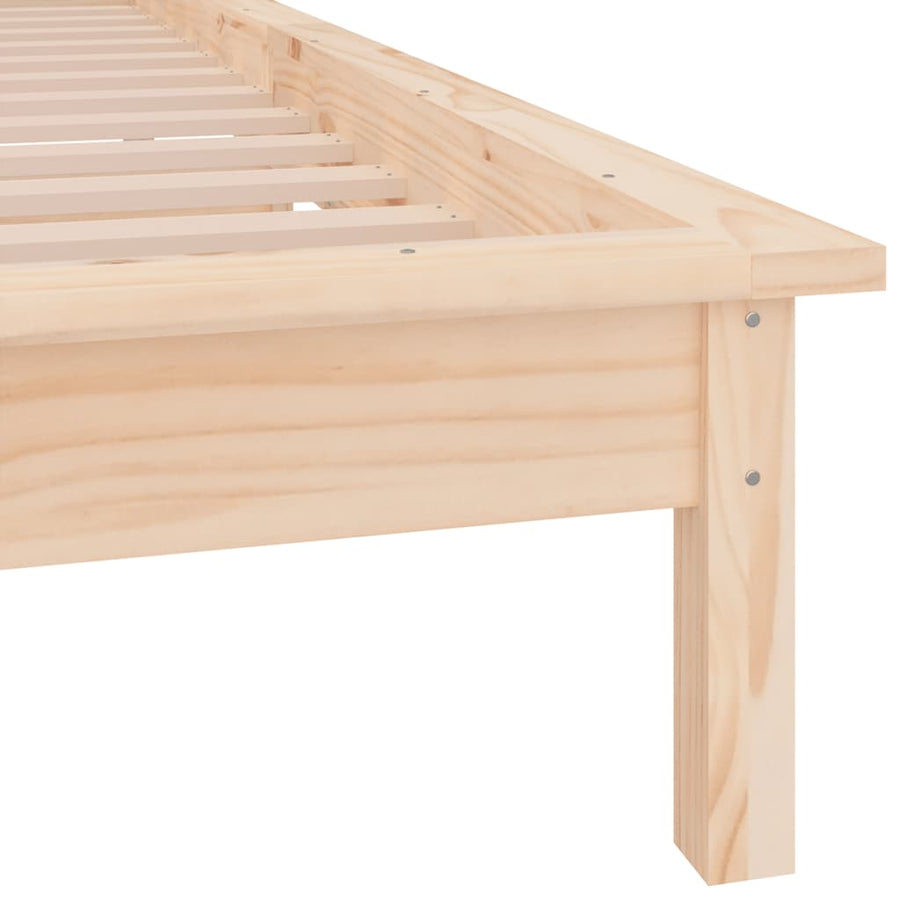 Bedframe Led Massief Hout 90 x 190 cm Naturel