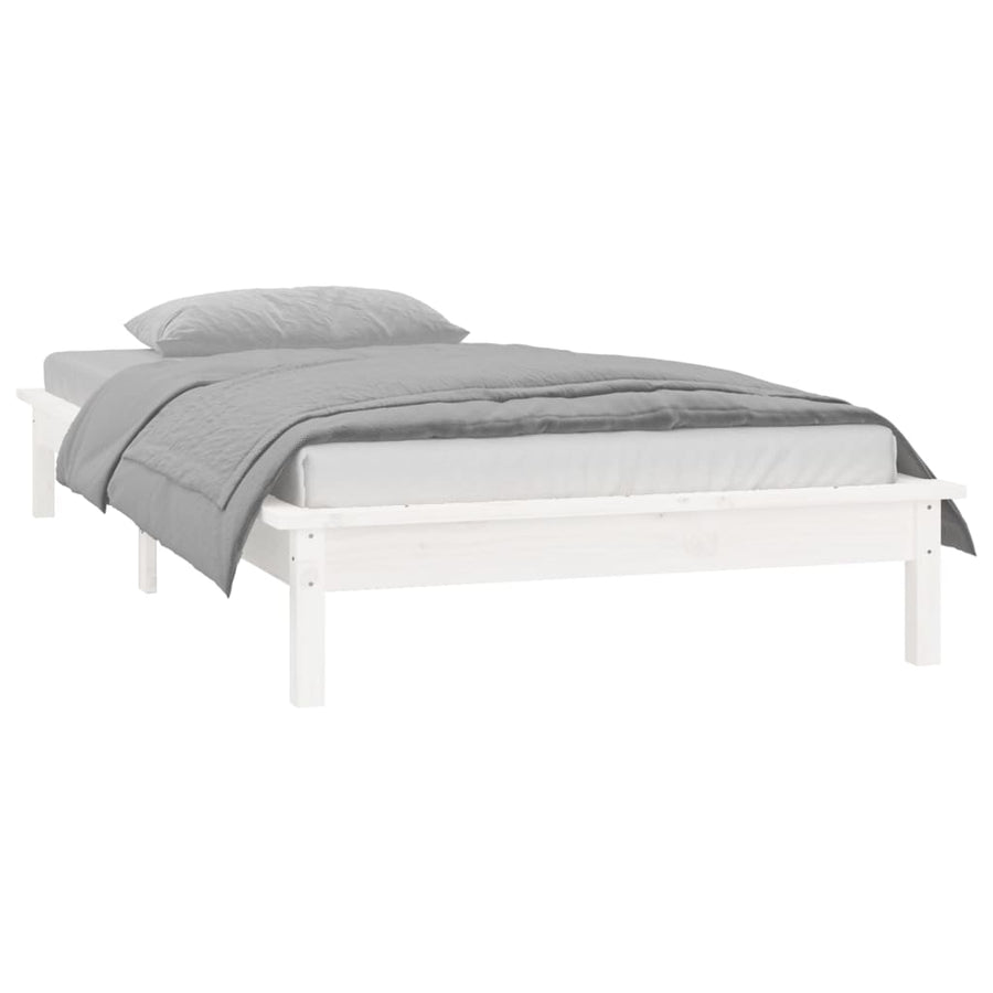 Bedframe Led Massief Hout 90 x 190 cm Wit