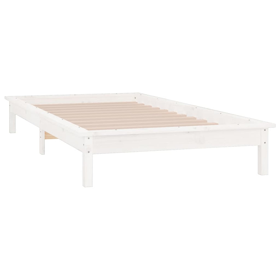 Bedframe Led Massief Hout 90 x 190 cm Wit