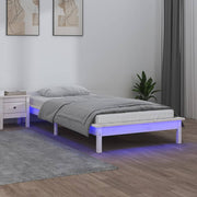Bedframe massief hout wit 90x190 cm LED