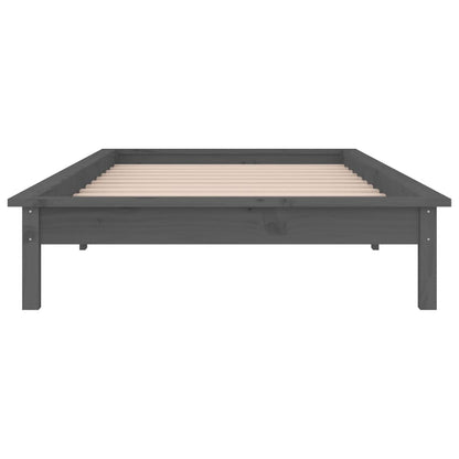 Bedframe Led Massief Hout Grijs 90X190 Cm Single