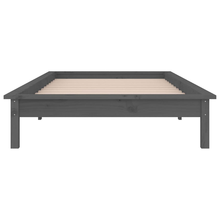 Bedframe Led Massief Hout Grijs 90X190 Cm Single