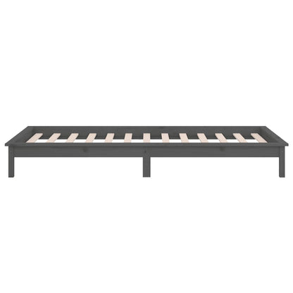 Bedframe Led Massief Hout Grijs 90X190 Cm Single