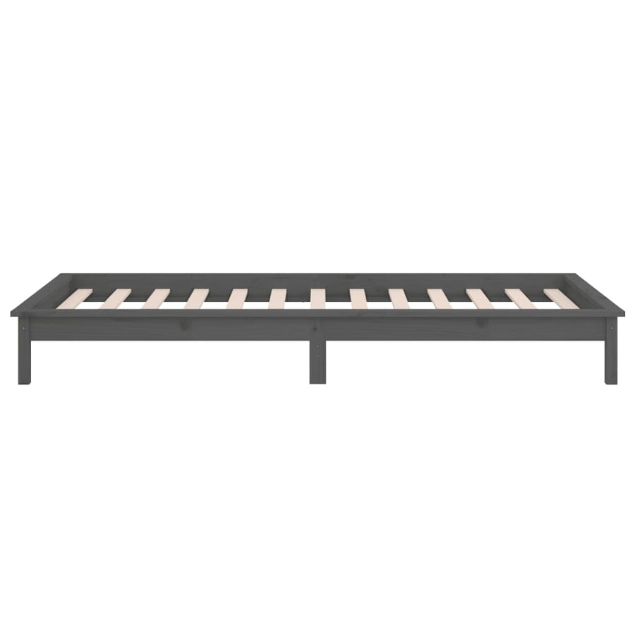 Bedframe Led Massief Hout Grijs 90X190 Cm Single
