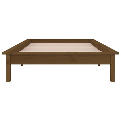 Bedframe Led Massief Hout Honingbruin 90X190 Cm 3Ft Single