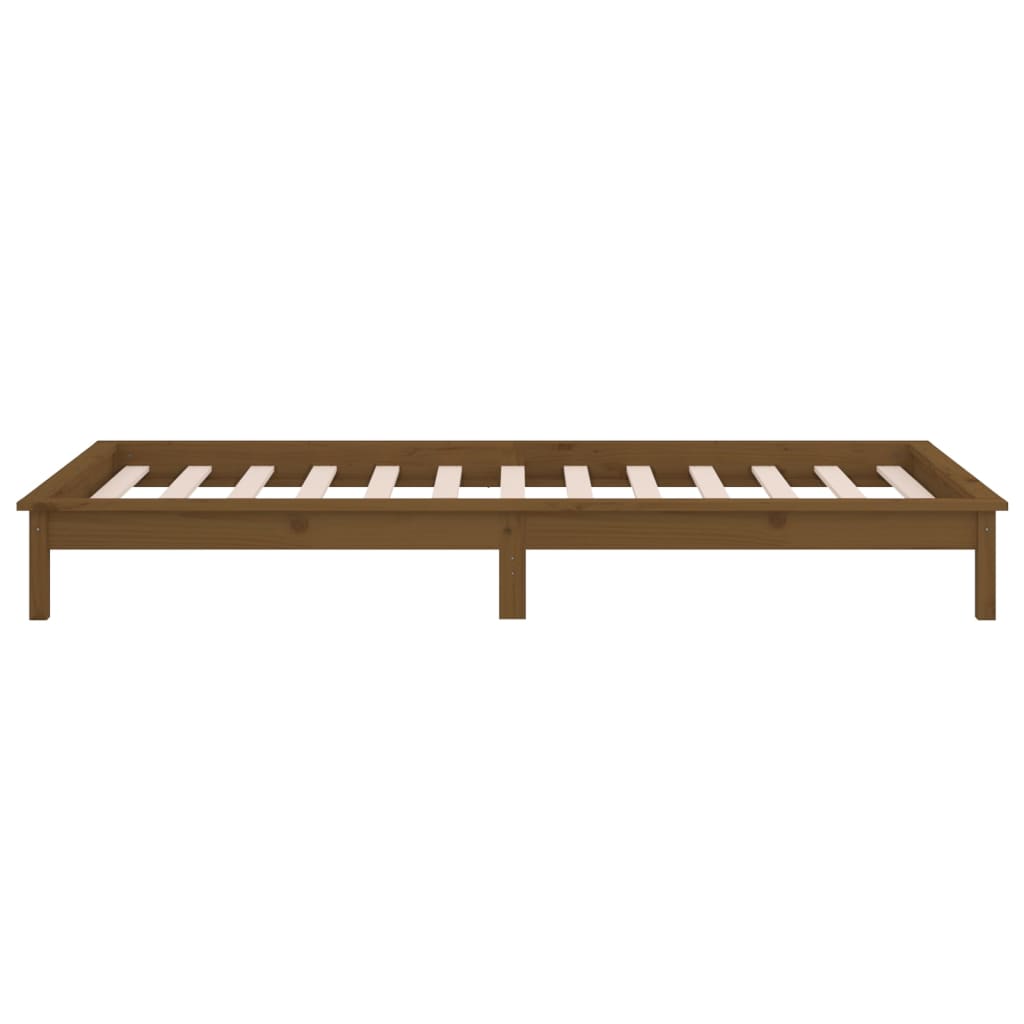 Bedframe Led Massief Hout Honingbruin 90X190 Cm 3Ft Single