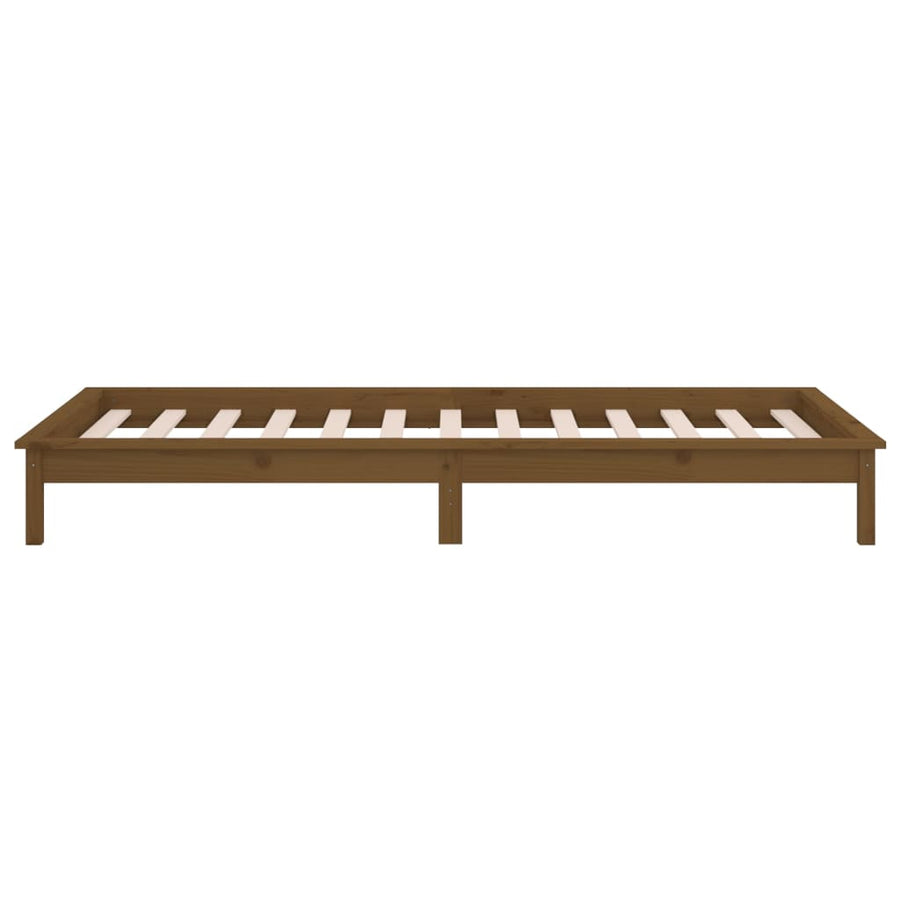 Bedframe Led Massief Hout Honingbruin 90X190 Cm 3Ft Single