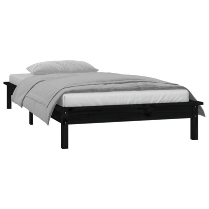 Bedframe Led Massief Hout Zwart 90X190 Cm 3Ft Single