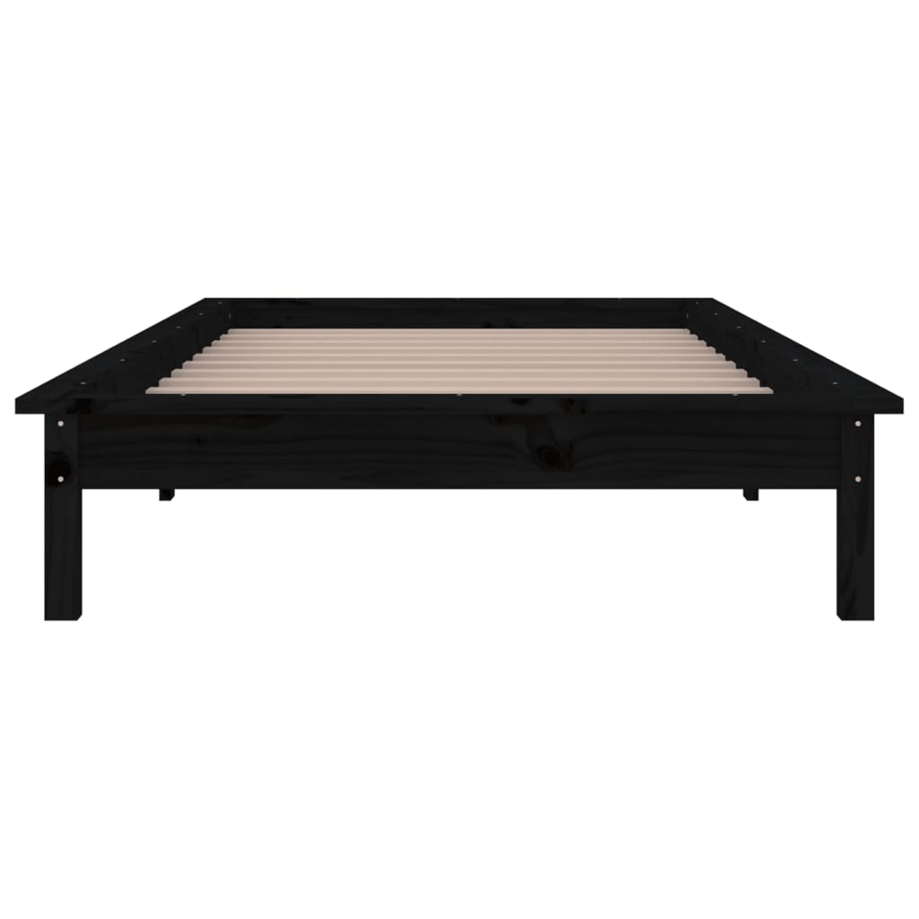 Bedframe Led Massief Hout Zwart 90X190 Cm 3Ft Single