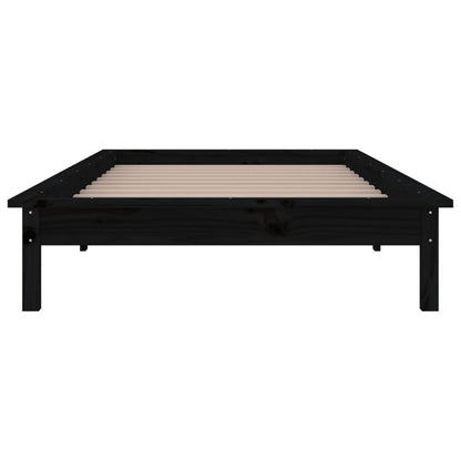 Bedframe Led Massief Hout Zwart 90X190 Cm 3Ft Single