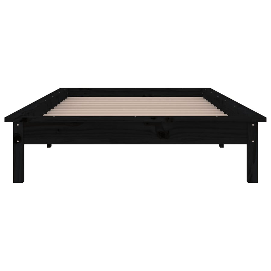Bedframe Led Massief Hout Zwart 90X190 Cm 3Ft Single