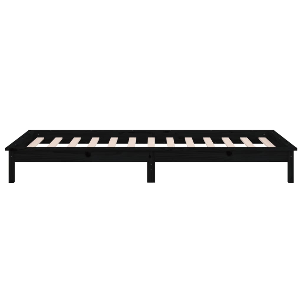 Bedframe Led Massief Hout Zwart 90X190 Cm 3Ft Single
