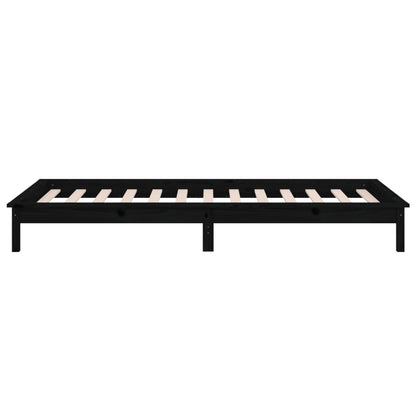 Bedframe Led Massief Hout Zwart 90X190 Cm 3Ft Single