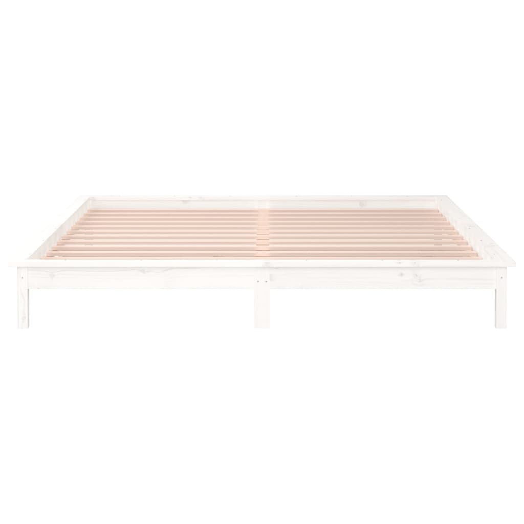 Bedframe Led Massief Hout 120 x 190 cm Wit