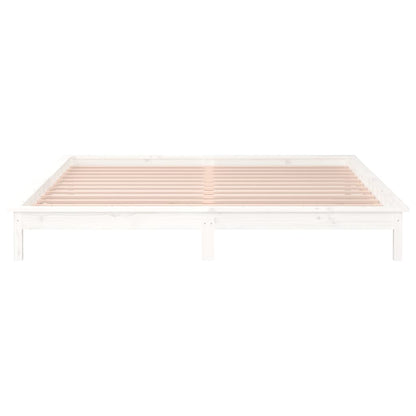 Bedframe Led Massief Hout 120 x 190 cm Wit