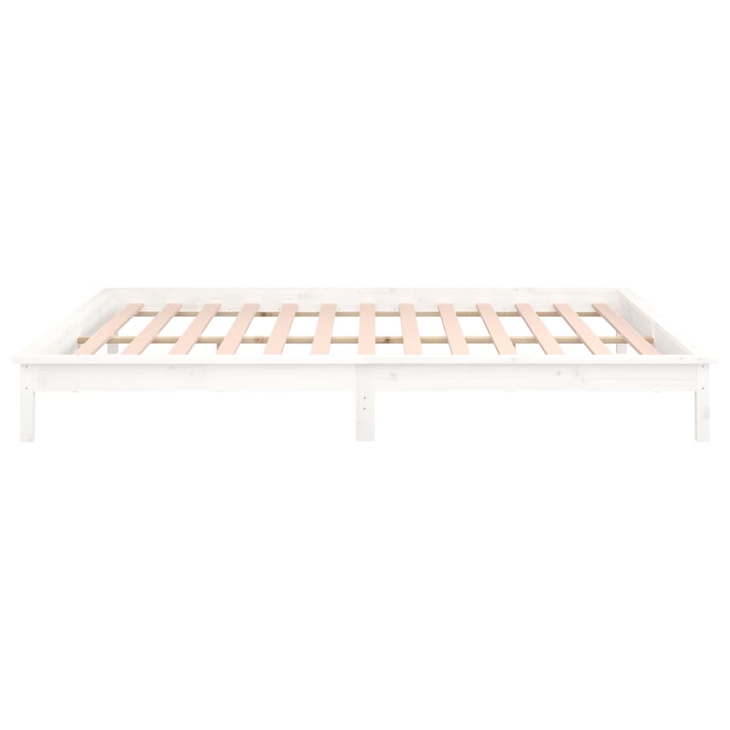 Bedframe Led Massief Hout 120 x 190 cm Wit