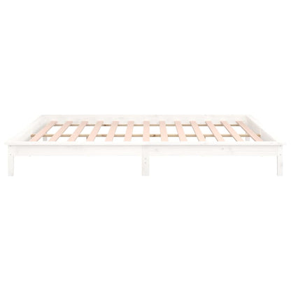 Bedframe Led Massief Hout 120 x 190 cm Wit