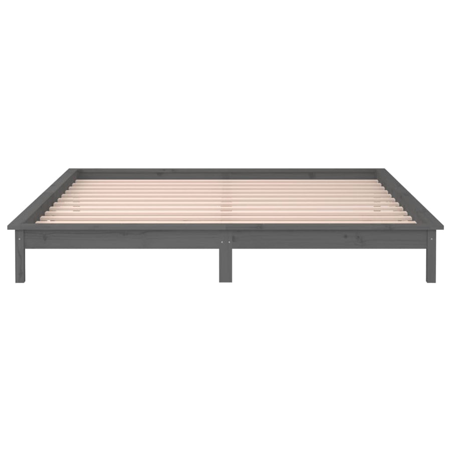 Bedframe Led Massief Hout Grijs 120X190 Cm 4Ft Small Double