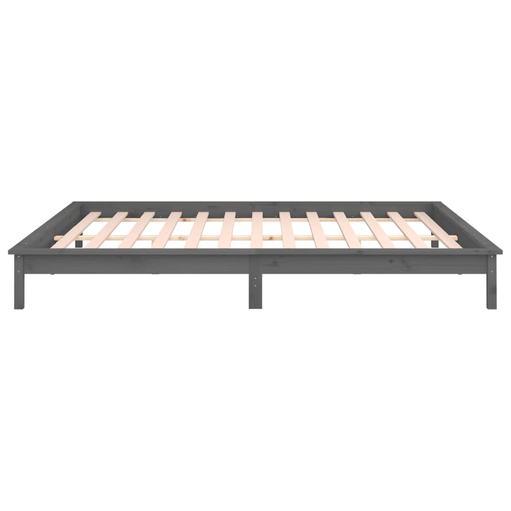 Bedframe Led Massief Hout Grijs 120X190 Cm 4Ft Small Double