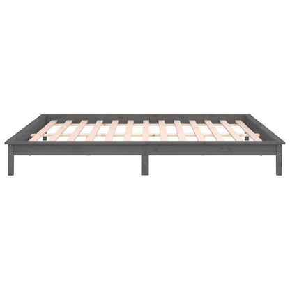 Bedframe Led Massief Hout Grijs 120X190 Cm 4Ft Small Double