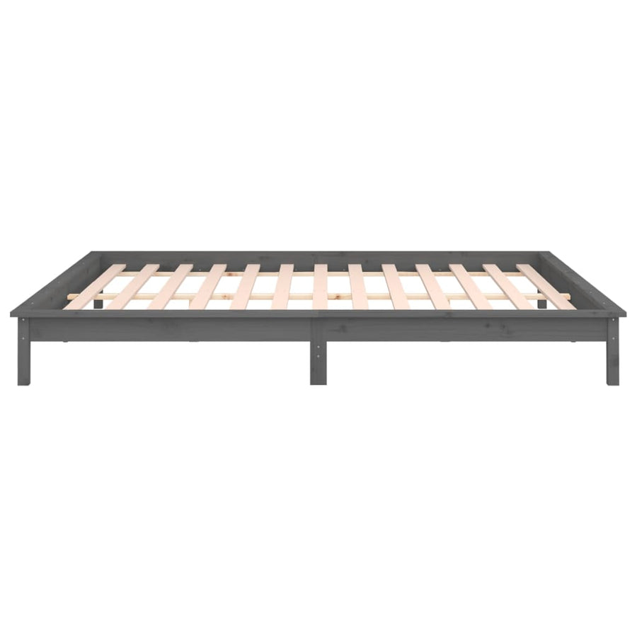 Bedframe Led Massief Hout Grijs 120X190 Cm 4Ft Small Double