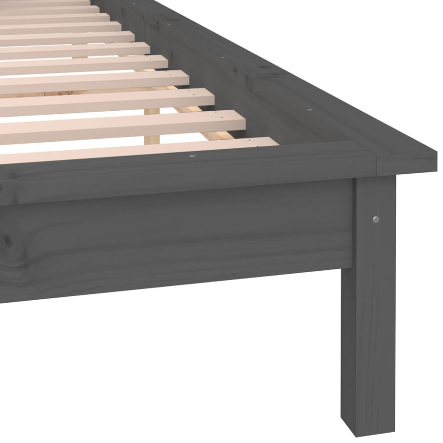 Bedframe Led Massief Hout Grijs 120X190 Cm 4Ft Small Double