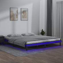 Bedframe Led Massief Hout Grijs 120X190 Cm 4Ft Small Double