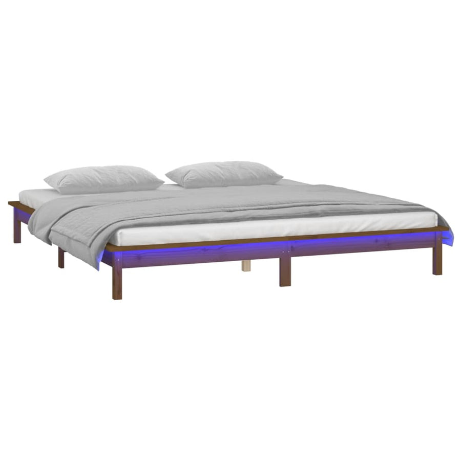 Bedframe Led Hout Honingbruin 120X190 Cm 4Ft Small Double