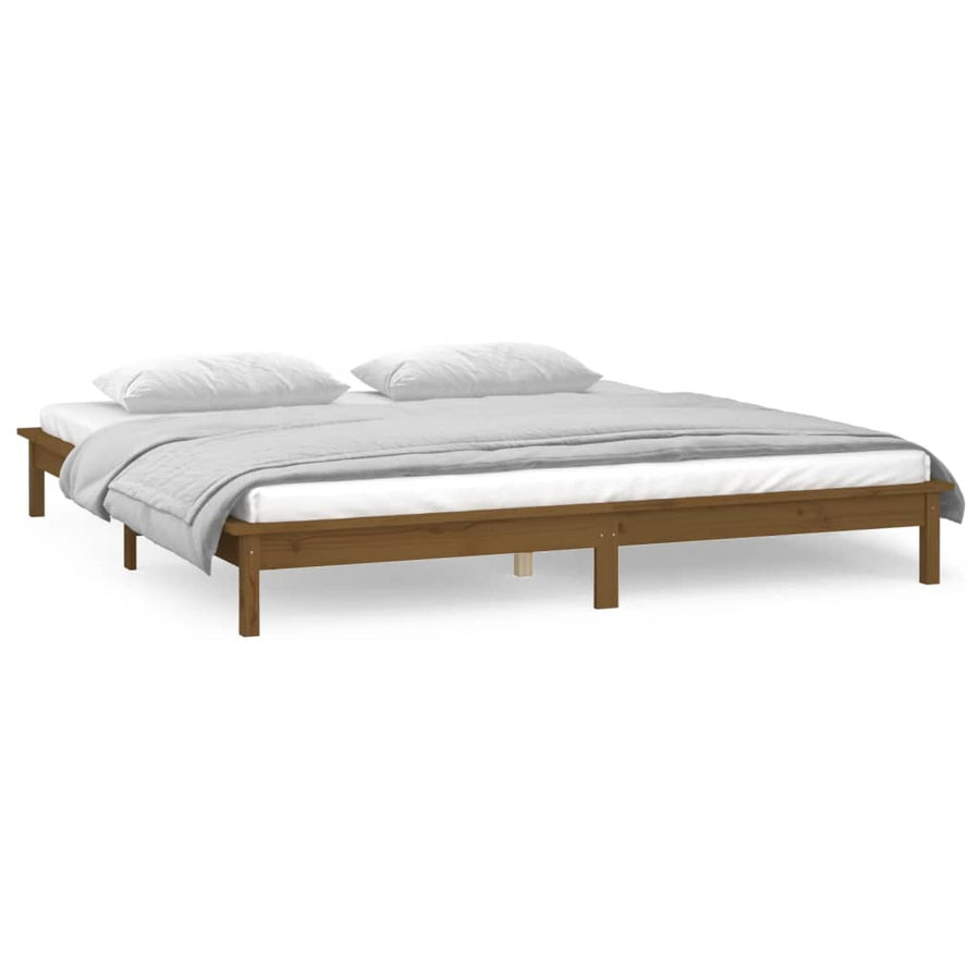 Bedframe Led Hout Honingbruin 120X190 Cm 4Ft Small Double