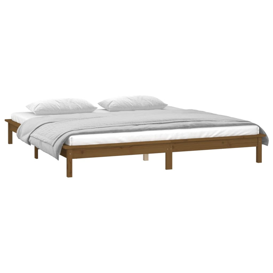 Bedframe Led Hout Honingbruin 120X190 Cm 4Ft Small Double
