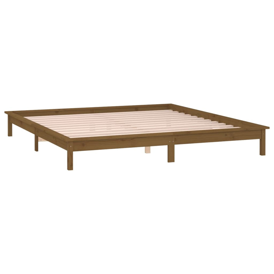 Bedframe Led Hout Honingbruin 120X190 Cm 4Ft Small Double