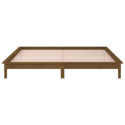 Bedframe Led Hout Honingbruin 120X190 Cm 4Ft Small Double