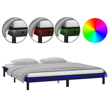 Bedframe Led Massief Hout Zwart 120X190 Cm 4Ft Small Double