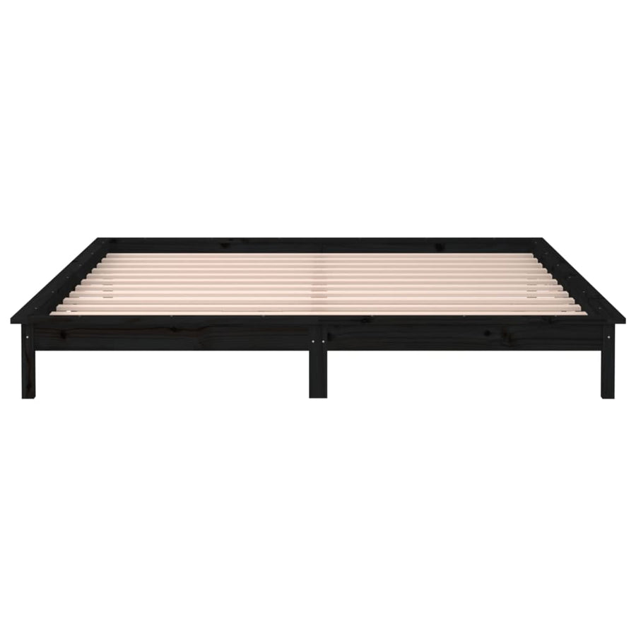 Bedframe Led Massief Hout Zwart 120X190 Cm 4Ft Small Double