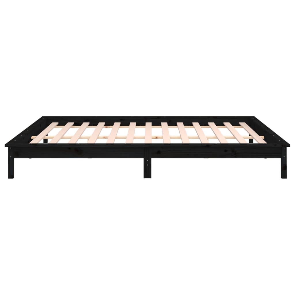Bedframe Led Massief Hout Zwart 120X190 Cm 4Ft Small Double