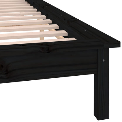 Bedframe Led Massief Hout Zwart 120X190 Cm 4Ft Small Double