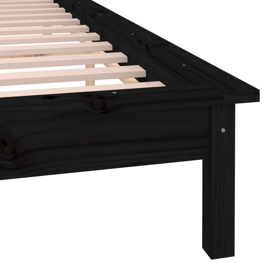 Bedframe Led Massief Hout Zwart 120X190 Cm 4Ft Small Double