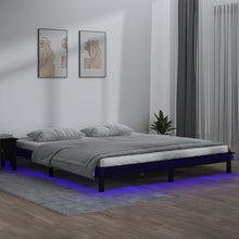 Bedframe Led Massief Hout Zwart 120X190 Cm 4Ft Small Double