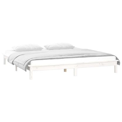 Bedframe Led Massief Hout Wit 135X190 Cm 4Ft6 Double