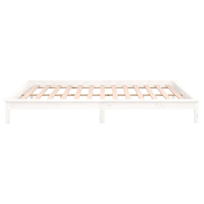 Bedframe Led Massief Hout Wit 135X190 Cm 4Ft6 Double