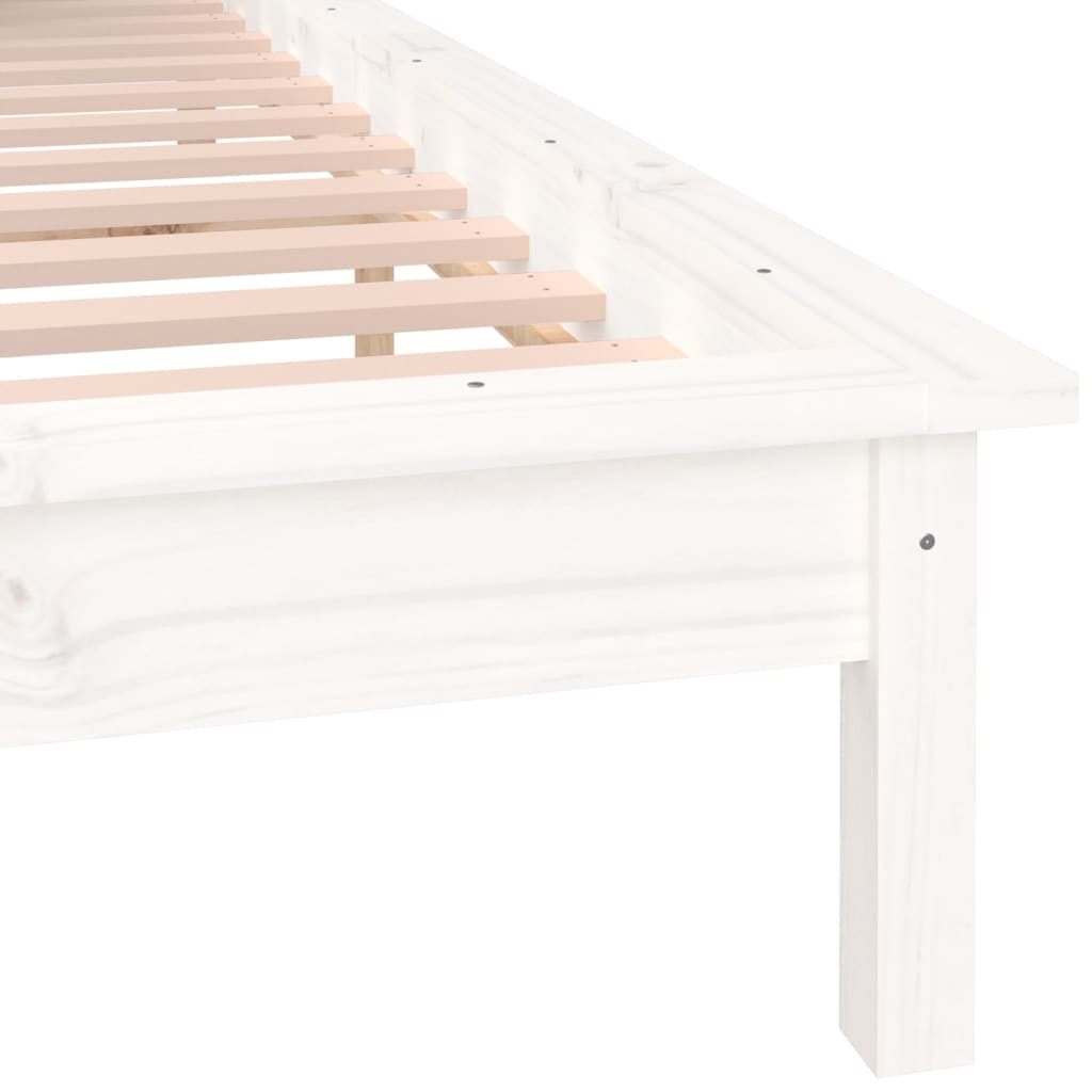 Bedframe Led Massief Hout Wit 135X190 Cm 4Ft6 Double