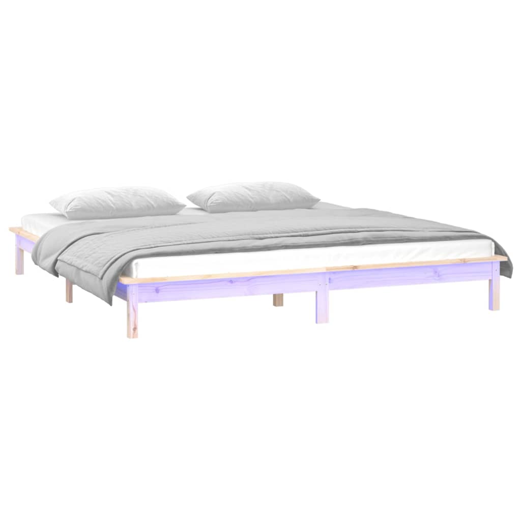 Bedframe Led Massief Hout 140X190 Cm
