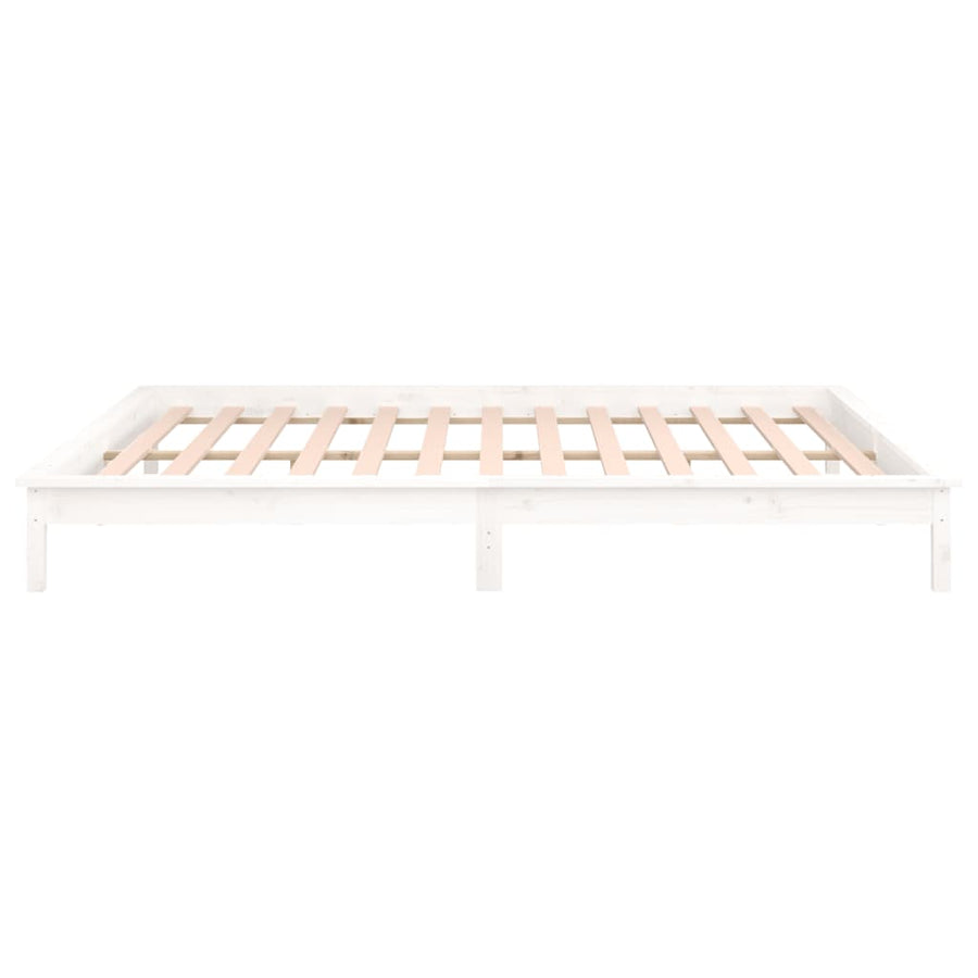 Bedframe Led Massief Hout Wit 140X190 Cm