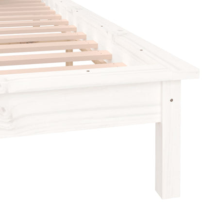 Bedframe Led Massief Hout Wit 140X190 Cm