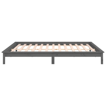 Bedframe Led Massief Hout Grijs 140X190 Cm