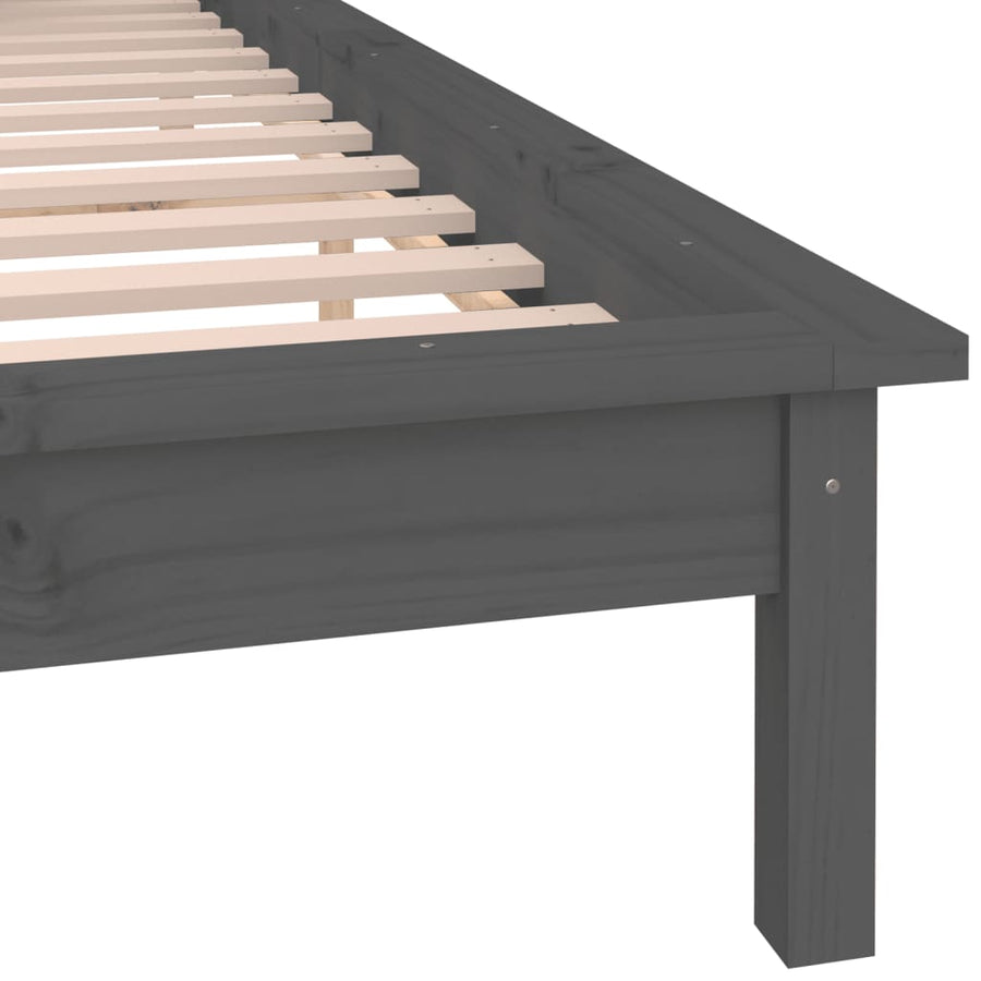 Bedframe Led Massief Hout Grijs 140X190 Cm